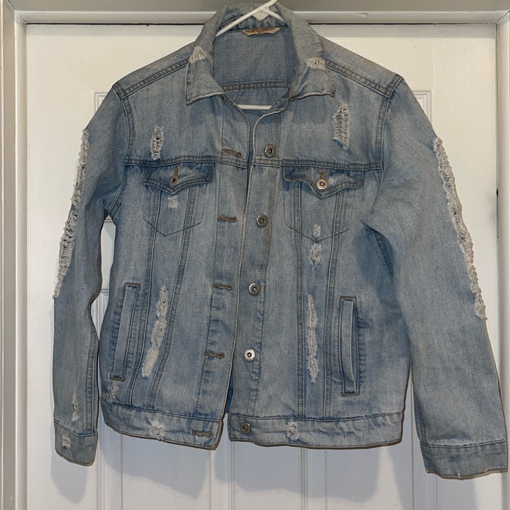 Distressed Denim Jean Jacket